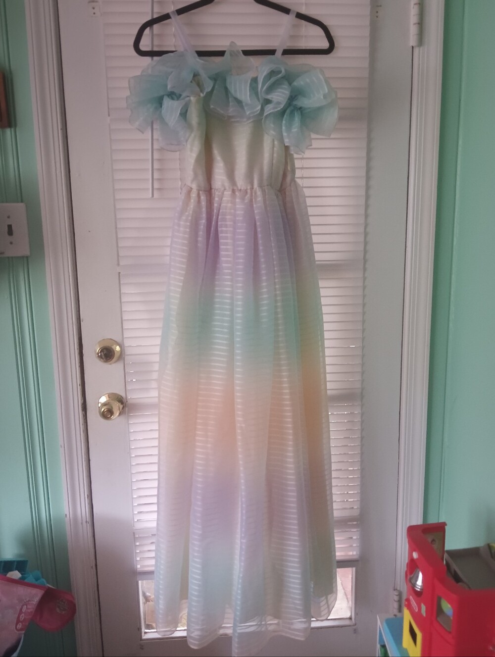 Vtg 70s Ombre Bridesmaids Dress pastel rainbow